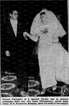 Dal Corriere dello Sport del 19 luglio 1958 un'altra immagine del matrimonio di Franco Carradori