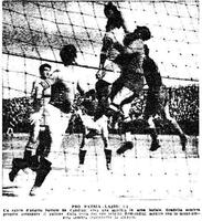Incontro Lazio B-Laurentina 7-0 del 14 marzo 1948 - Da sinistra in piedi: Ranucci, Meloni, Moroni, Schiarini, Verduchi, Panza, Adducci, Rosati. Accosciati: Di Carlo, Speranza, X, Betti