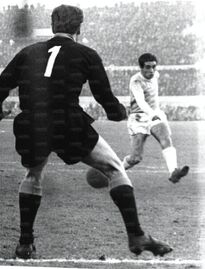 D'Amato ha appena calciato il pallone che finirà alla spalle di Sarti (Archivio Fotografico l'Unità)