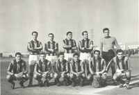 Rossi nel 1959/60 con il Rieti (nella foto anche gli altri ex laziali Perelli, Cioccarelli e Troilo)
