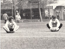 In una pausa dell'allenamento con Albertino Bigon