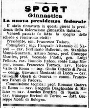 "Il Messaggero" dell'11 febbraio 1900 riporta la nomina di Fortunato Ballerini quale Consigliere della Federazione Ginnastica Italiana
