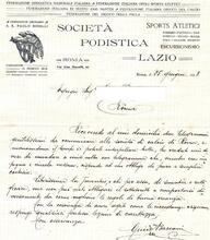 Una rara lettera autografa di Guido Baccani del 25 giugno 1913. Dall'intestazione si può vedere il logo con l'aquila, le affiliazioni alle Federazioni, le sezioni sportive, e le sezioni distaccate Dono di oizaL