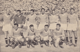 1952/53 - La formazione di Lazio-Roma 3-1 del 7 settembre 1952 valevole per la coppa "Il Messaggero"