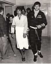 Negli spogliatoi nella stagione 1978/79 (alle sue spalle Totò Lopez, a destra Bruno Fantini)