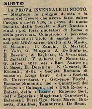 Da "La Stampa Sportiva" del 3/01/1904: Olindo Bitetti (anche se erroneamente indicato nel cognome) acquisisce il titolo di "nuotatore invernale pro 1904"