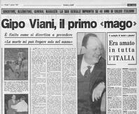 La notizia della morte di Viani sul Corriere dello Sport del 7/1/1969