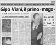 La notizia della morte di Viani sul Corriere dello Sport del 7/1/1969