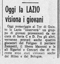 Il provino con la Lazio del 1966
