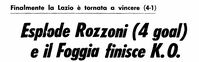 I quattro gol al Foggia nel titolo de "l'Unità" del 26 novembre 1962