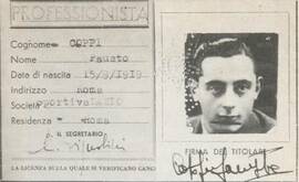 La tessera d'iscrizione n° 9 di Fausto Coppi per la S.S. Lazio Ciclismo-1945