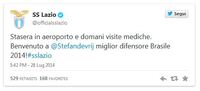 Un twitter ufficiale della S.S. Lazio sull'arrivo in biancoceleste di Stefan De Vrij