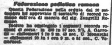 Il Messaggero del 14 settembre 1904 con la notizia della ratifica del record ottenuto da Romano Zangrilli