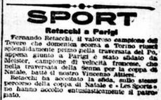 Una notizia concernente Fernando Retacchi pubblicata sul Messaggero del 22/02/1907