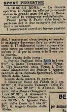 Da "La Stampa Sportiva" del 10/01/1904: Pericle Pagliani vince il "Giro di Roma" di 17 km