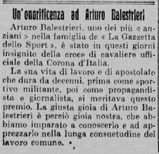 Un'onorificenza per Balestrieri nel 1931