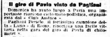 Dal "Messaggero" del 5 settembre 1906: Pagliani vince una gara podistica a Pavia