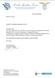 La lettera ufficiale ricevuta da LazioWiki